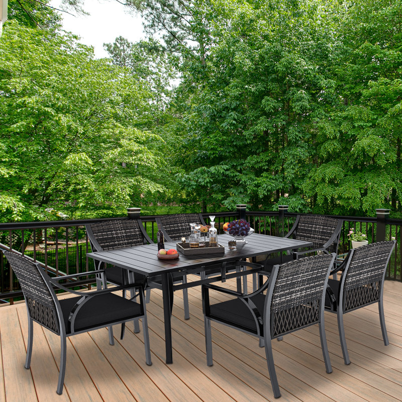 Ellet 6 Person Rectangular Outdoor Dining Set with Cushions